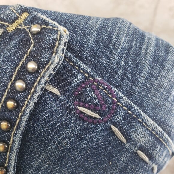 Distressed Embellished Holey Low Rise Straight Leg Jeans Vigoss Collection Sz 9 - Picture 5 of 12